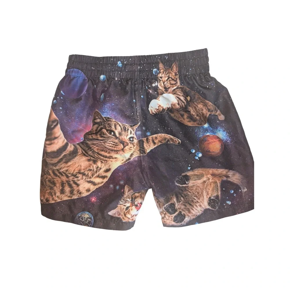 Kids‎ Space Cats Galaxy Swim Trunks Boys Size 6T Outer Space Planets Mesh Lined